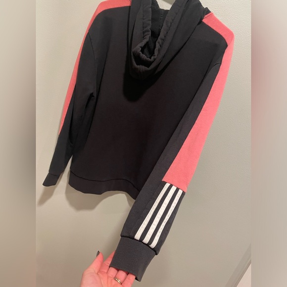 Adidas Women’s Black Pink Stripe Hoodie Size Medium - Picture 5 of 10